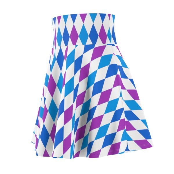 Spring Colored Diamond Skater Skirt - Women's Fashion Apparel, Spring Pattern Mini Skirt, Colorful A-Line Skirt, Women's Casual Wear, - Image 5