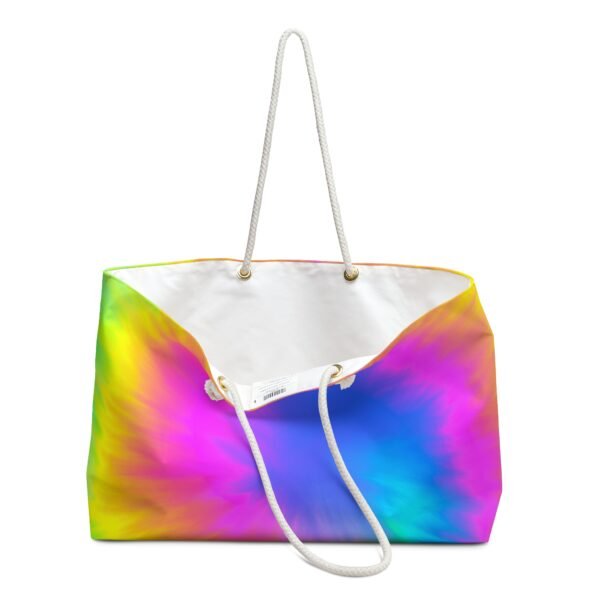 Neon Tie Dye Weekender Bag - Colorful Travel Tote, Overnight Duffel, Large Shoulder Purse, Beach Getaway Carryall, Vibrant Gym Bag - Image 3
