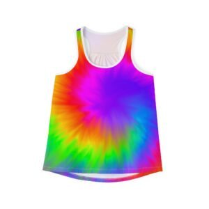 Neon Tie Dye Tank Top, Racerback Summer Shirt for Women, Colorful Sleeveless Tee, Beach Festival Clothing, Workout Yoga Apparel