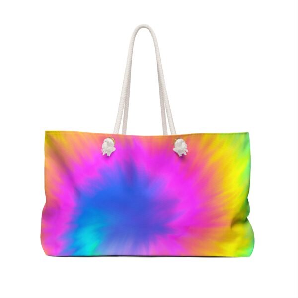Neon Tie Dye Weekender Bag - Colorful Travel Tote, Overnight Duffel, Large Shoulder Purse, Beach Getaway Carryall, Vibrant Gym Bag - Image 2