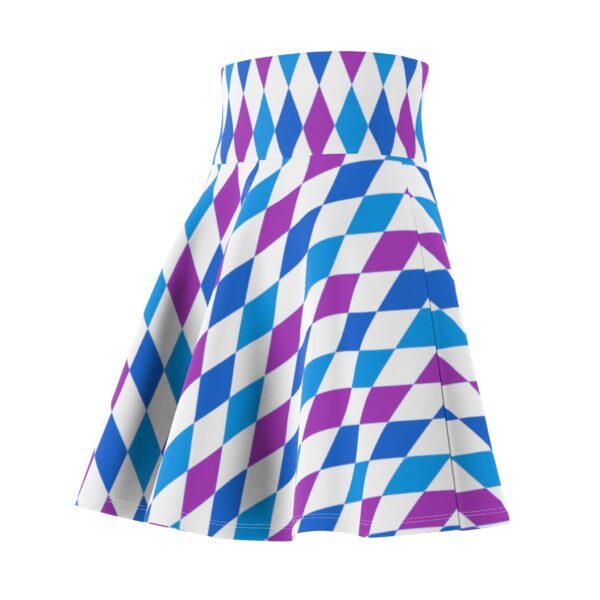 Spring Colored Diamond Skater Skirt - Women's Fashion Apparel, Spring Pattern Mini Skirt, Colorful A-Line Skirt, Women's Casual Wear, - Image 6