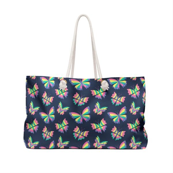 Butterfly Weekender Bag, Spring Colored Travel Overnight Luggage, Weekend Getaway Tote, Floral Butterfly Duffel Bag, Large Canvas Carry On, - Image 2