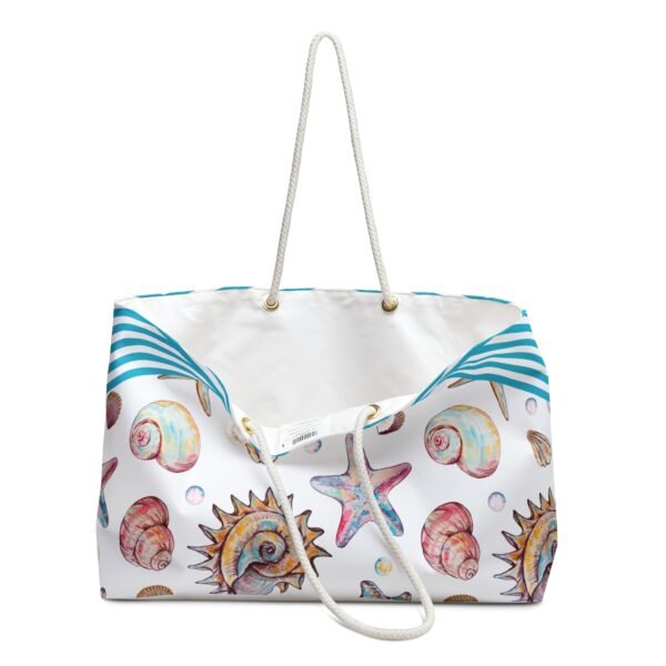 Seashells Beach Pattern Weekender Bag - Tropical Travel Duffel, Large Overnight Tote, Vacation Carry On, Summer Getaway Luggage - Image 3