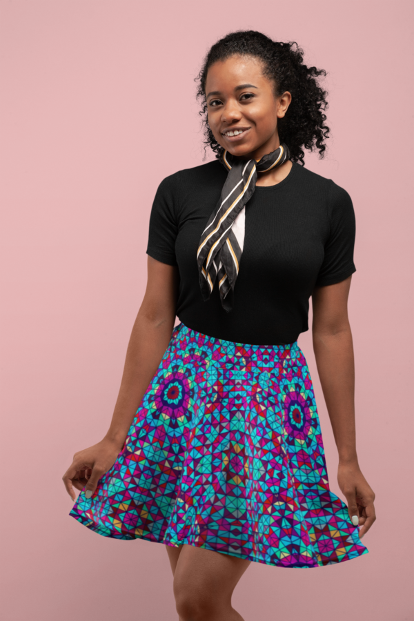 Kaleidoscope pattern women's skater skirt