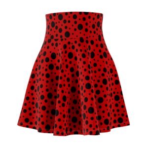 Polka Dot Ladybug Skater Skirt, Red and Black Party Dress, Cute Insect Print Mini Skirt, Women's Fashion Apparel, Animal Patterned A-Line