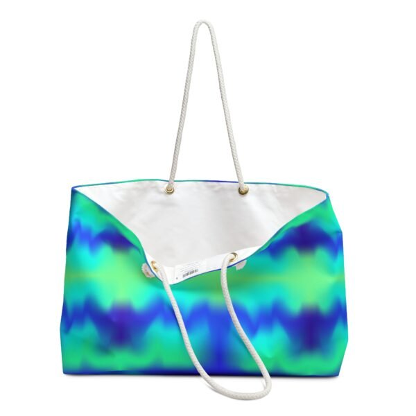Neon Green and Blue Beach Weekender Bag, Travel Tote, Overnight Bag, Carry On, Gym Duffle, Tropical Vacation, Beach Getaway - Image 3