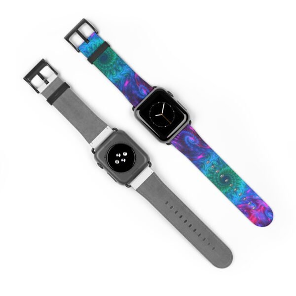 Blue Tie Dye Watch Band, Apple Watch Strap, Abstract Pattern iWatch Band, Stylish Replacement Smartwatch Bracelet, Unique Wristband - Image 3