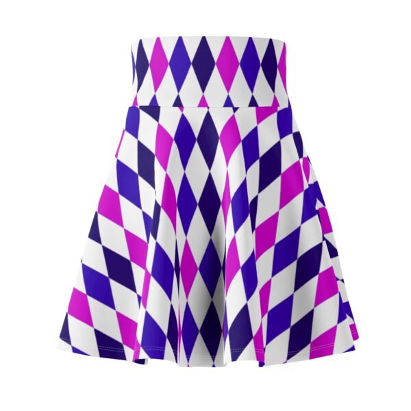 Spring Colored Diamond Pattern Women's Skater Skirt, Flare A-Line Skirt, Knee-Length Circle Skirt, Elastic Waistband, Casual Wear, Fashion - Image 4