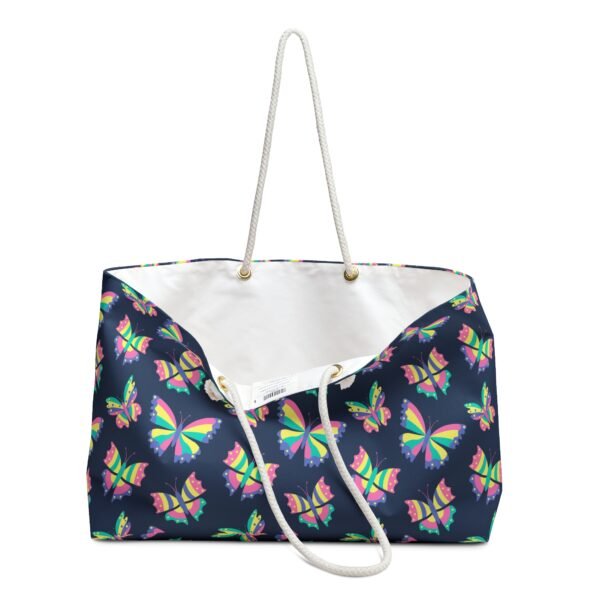 Butterfly Weekender Bag, Spring Colored Travel Overnight Luggage, Weekend Getaway Tote, Floral Butterfly Duffel Bag, Large Canvas Carry On, - Image 3