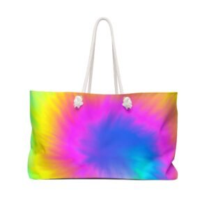Neon Tie Dye Weekender Bag - Colorful Travel Tote, Overnight Duffel, Large Shoulder Purse, Beach Getaway Carryall, Vibrant Gym Bag