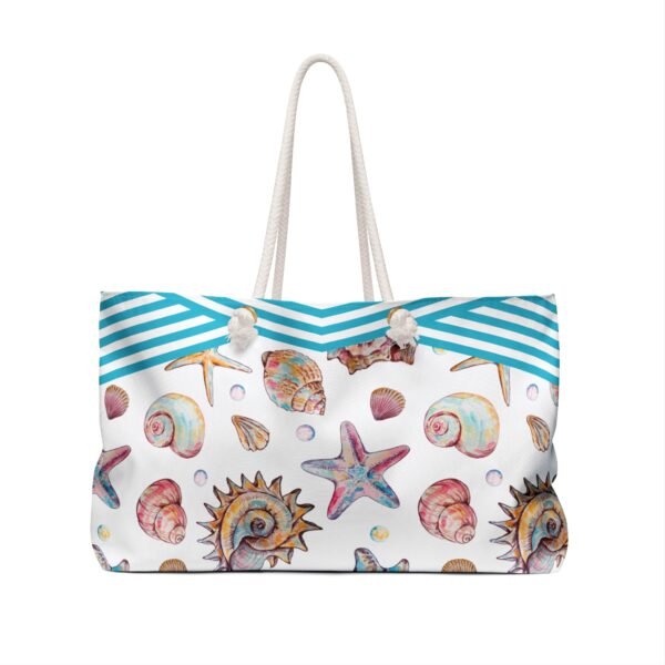 Seashells Beach Pattern Weekender Bag - Tropical Travel Duffel, Large Overnight Tote, Vacation Carry On, Summer Getaway Luggage - Image 2
