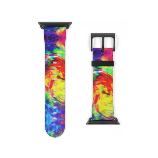 Tie Dye Watch Band, Colorful Apple Watch Strap, Boho Style Wristband, Replacement Band, Customizable Apple Watch Band, Vibrant Tie Dye - Image 2