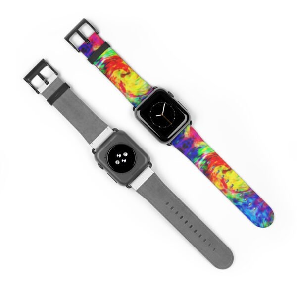 Tie Dye Watch Band, Colorful Apple Watch Strap, Boho Style Wristband, Replacement Band, Customizable Apple Watch Band, Vibrant Tie Dye - Image 3