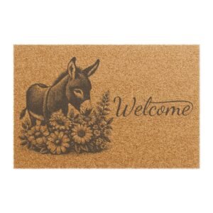 Doormat - Funny Donkey Welcome Front Door Mat, Animal Lover Home Decor, Outdoor Entry Rug, Farmhouse Entrance Mat, Novelty Housewarming Gift