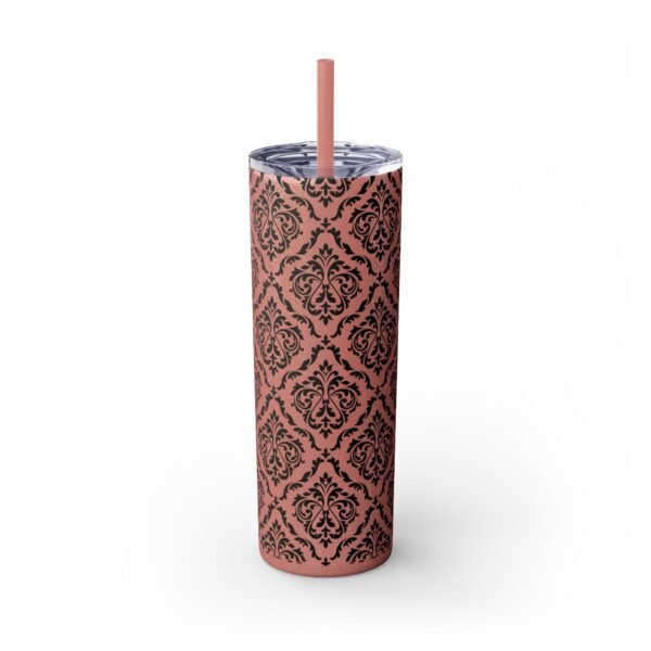 Glitter Skinny Tumbler, 20oz - Fancy Pattern, Beautiful Cup with Straw, Sparkly Drinkware Gift, Personalized Water Bottle, Custom Insulated - Image 5