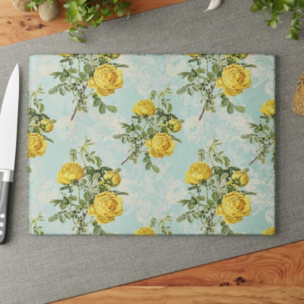 Yellow Rose Glass Cutting Board, Spring Kitchen Decor, Mother's Day Gift, Floral Cutting Board, Kitchen Accessories - Image 8