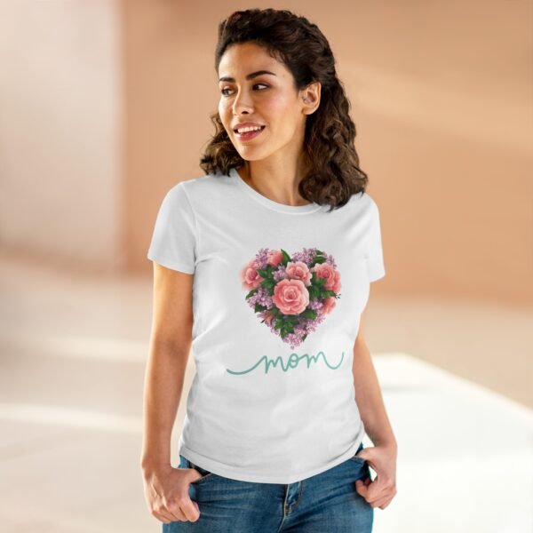 Mothers Day Floral Heart Women's Tee, Mom Shirt, Cotton Top, Gift for Her, Flower Graphic T-Shirt - Image 6