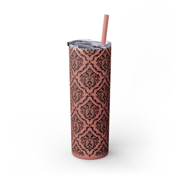 Glitter Skinny Tumbler, 20oz - Fancy Pattern, Beautiful Cup with Straw, Sparkly Drinkware Gift, Personalized Water Bottle, Custom Insulated - Image 6