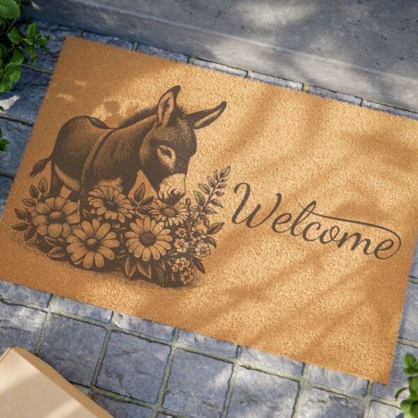 Doormat - Funny Donkey Welcome Front Door Mat, Animal Lover Home Decor, Outdoor Entry Rug, Farmhouse Entrance Mat, Novelty Housewarming Gift - Image 4