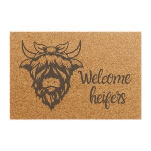 Farm Life Doormat - Welcome Heifers Front Door Mat for Homesteading and Cow Lovers, Farmhouse Decor, Animal Theme, Farmhouse Welcome Mat,