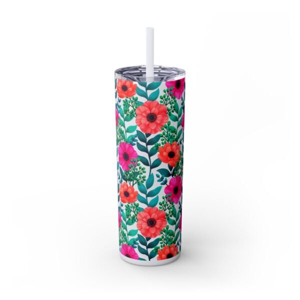 Glitter Floral Tumbler, Skinny Tumbler with Straw, 20oz - Perfect for Coffee Lovers, Gift for Her, Mother's Day Gift - Image 17