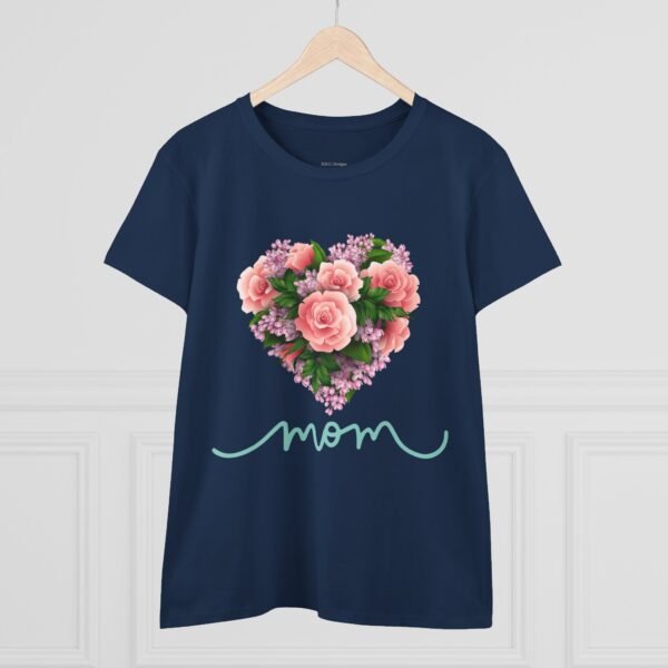 Mothers Day Floral Heart Women's Tee, Mom Shirt, Cotton Top, Gift for Her, Flower Graphic T-Shirt - Image 3