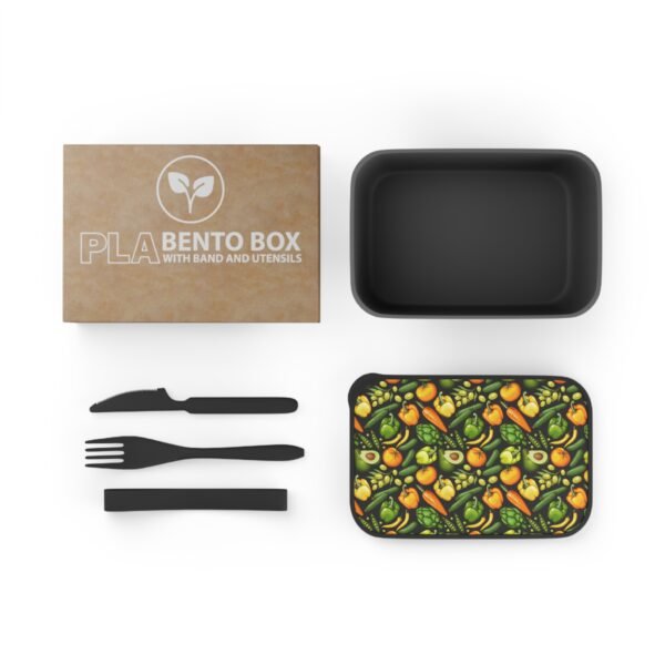 Lunch Box, Veggie Pattern Bento Box with Utensils, Japanese Style Lunch Container, Food Storage Container, Eco-Friendly Meal Prep Box, - Image 3
