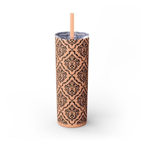 Glitter Skinny Tumbler, 20oz - Fancy Pattern, Beautiful Cup with Straw, Sparkly Drinkware Gift, Personalized Water Bottle, Custom Insulated - Image 9