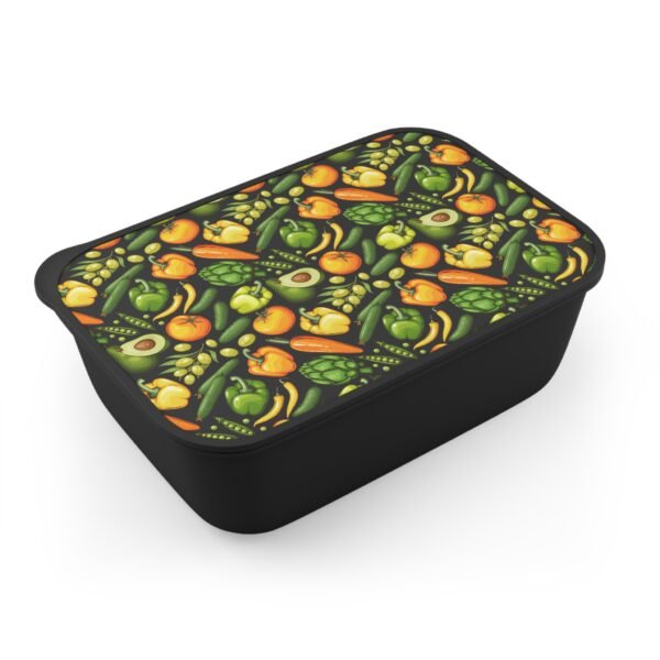 Lunch Box, Veggie Pattern Bento Box with Utensils, Japanese Style Lunch Container, Food Storage Container, Eco-Friendly Meal Prep Box, - Image 2