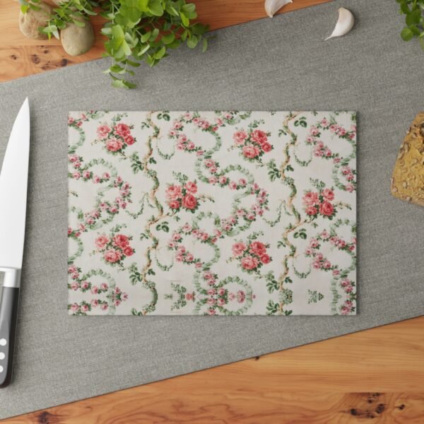Rose Vine Glass Cutting Board, Floral Kitchen Decor, Spring Home Gift, Mother's Day Present, Cooking Utensil