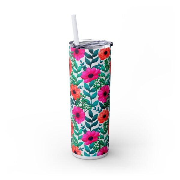 Glitter Floral Tumbler, Skinny Tumbler with Straw, 20oz - Perfect for Coffee Lovers, Gift for Her, Mother's Day Gift - Image 20