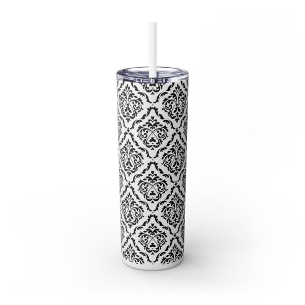Glitter Skinny Tumbler, 20oz - Fancy Pattern, Beautiful Cup with Straw, Sparkly Drinkware Gift, Personalized Water Bottle, Custom Insulated - Image 3