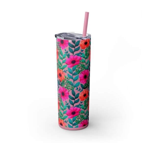 Glitter Floral Tumbler, Skinny Tumbler with Straw, 20oz - Perfect for Coffee Lovers, Gift for Her, Mother's Day Gift - Image 26