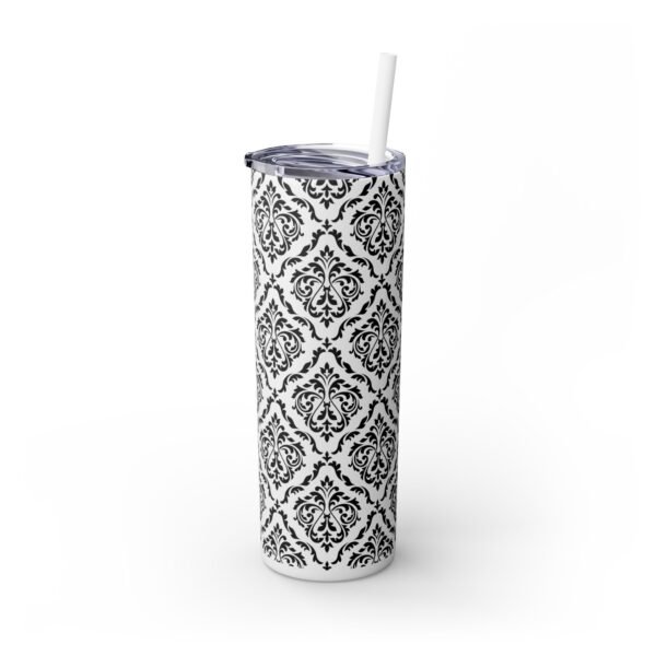 Glitter Skinny Tumbler, 20oz - Fancy Pattern, Beautiful Cup with Straw, Sparkly Drinkware Gift, Personalized Water Bottle, Custom Insulated - Image 2