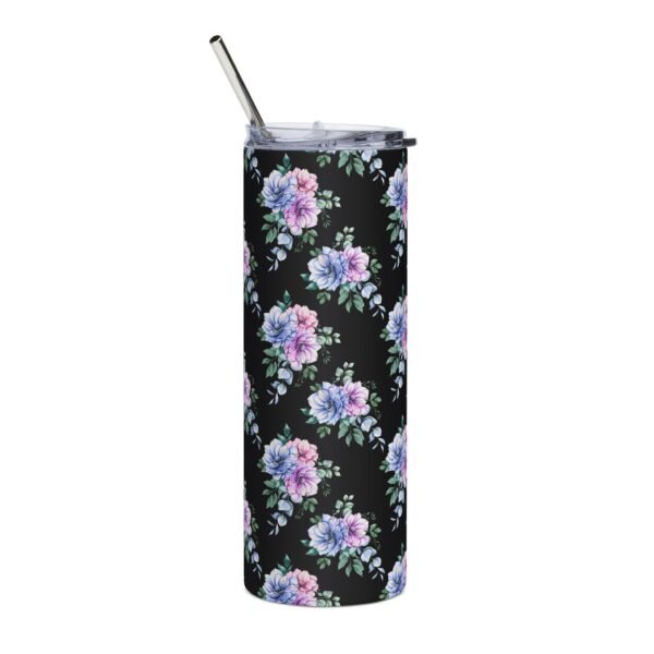 Spring Floral Mother's Day Stainless Steel Tumbler, 20oz, White/Black - Gift for Her, Botanical Travel Mug, Flower Pattern tumbler - Image 7