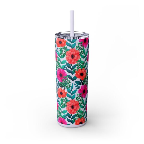 Glitter Floral Tumbler, Skinny Tumbler with Straw, 20oz - Perfect for Coffee Lovers, Gift for Her, Mother's Day Gift - Image 23