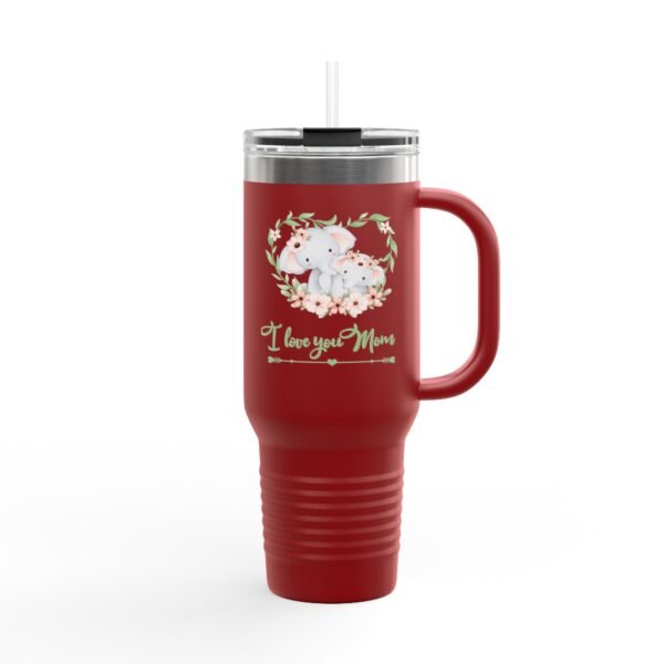 Elephant I Love You Mom 40oz Insulated Travel Mug, Mothers Day Tumbler, Cute Animal Gift, Large Coffee Cup, Stainless Steel Thermos - Image 6