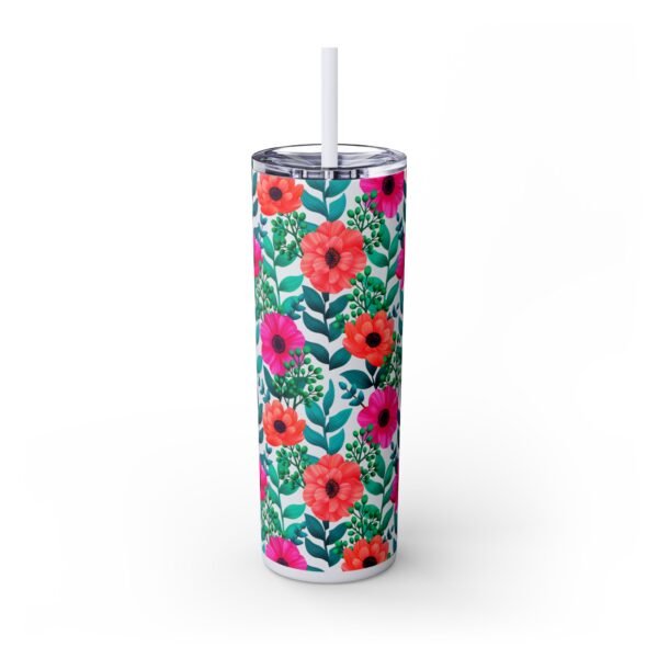 Glitter Floral Tumbler, Skinny Tumbler with Straw, 20oz - Perfect for Coffee Lovers, Gift for Her, Mother's Day Gift - Image 19