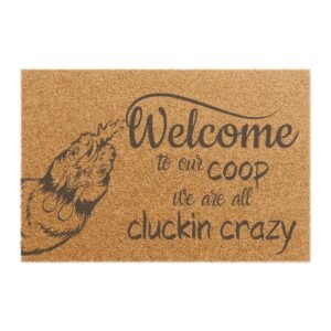 Doormat, Welcome Coop Chicken Farmhouse Home Decor, Housewarming Gift, Entryway Rug, Farm Animal Lover Present, Rustic Front Porch Mat