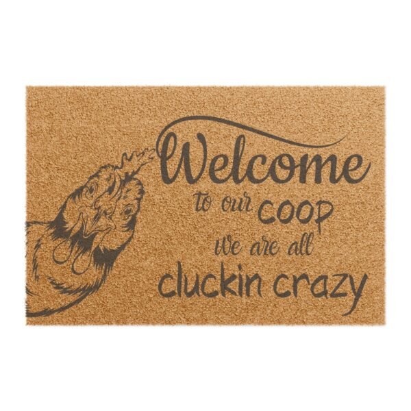 Doormat, Welcome Coop Chicken Farmhouse Home Decor, Housewarming Gift, Entryway Rug, Farm Animal Lover Present, Rustic Front Porch Mat