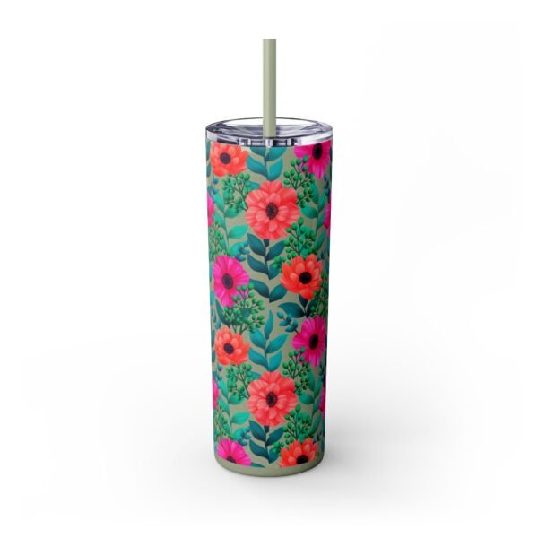 Glitter Floral Tumbler, Skinny Tumbler with Straw, 20oz - Perfect for Coffee Lovers, Gift for Her, Mother's Day Gift - Image 15