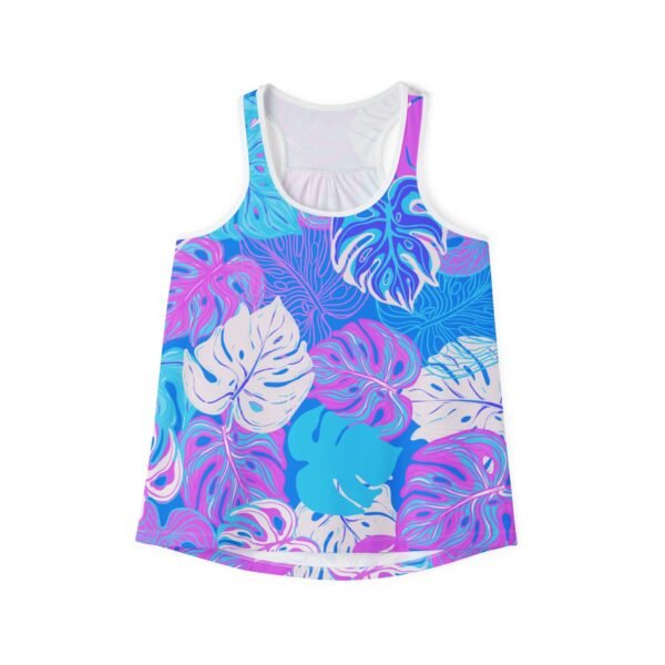 Hawaiian Floral Tank Top, Women's Sleeveless Shirt, Summer Racerback, White or Black Seams, Hawaiian Print Camisole, Floral Sleeveless - Image 2