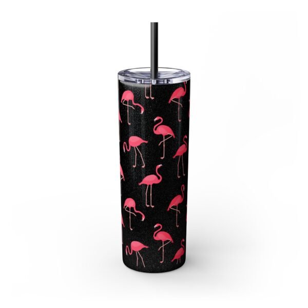 Flamingo Glitter Tumbler, 20oz - Perfect for Beach Trips, Skinny Cup with Straw, Summer Travel Mug, Tropical Drink Container, Custom - Image 3