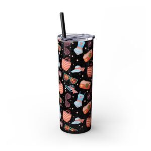 Beach Pattern Skinny Tumbler, 20oz - Tropical Drink Cup, Vacation Tumbler, Summer Vibes Gift, Ocean Theme Tumbler, Coastal Beverage Holder
