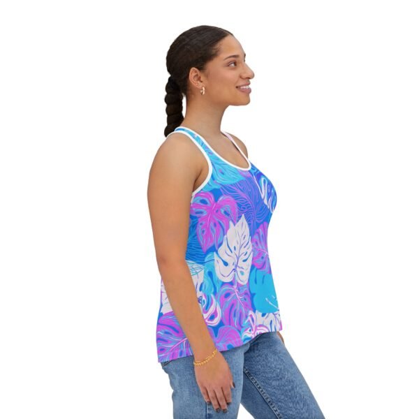 Hawaiian Floral Tank Top, Women's Sleeveless Shirt, Summer Racerback, White or Black Seams, Hawaiian Print Camisole, Floral Sleeveless - Image 6