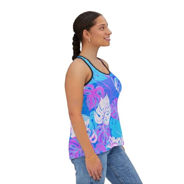 Hawaiian Floral Tank Top, Women's Sleeveless Shirt, Summer Racerback, White or Black Seams, Hawaiian Print Camisole, Floral Sleeveless - Image 15