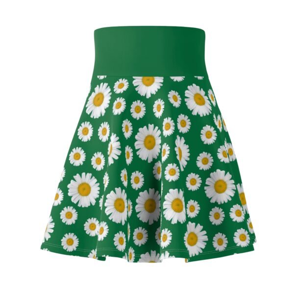 Skater Skirt, Green Daisy Pattern, Women's Summer Fashion, Spring Outfit, Cute Floral Print Mini Skirt - Image 3