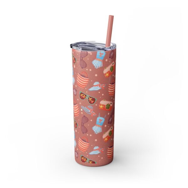 Beach Pattern Skinny Tumbler, 20oz - Tropical Drink Cup, Vacation Tumbler, Summer Vibes Gift, Ocean Theme Tumbler, Coastal Beverage Holder - Image 10
