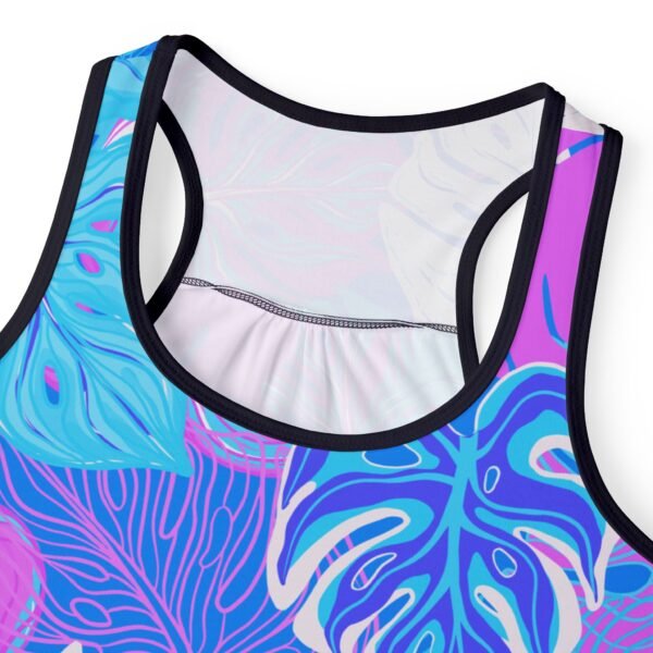 Hawaiian Floral Tank Top, Women's Sleeveless Shirt, Summer Racerback, White or Black Seams, Hawaiian Print Camisole, Floral Sleeveless - Image 11