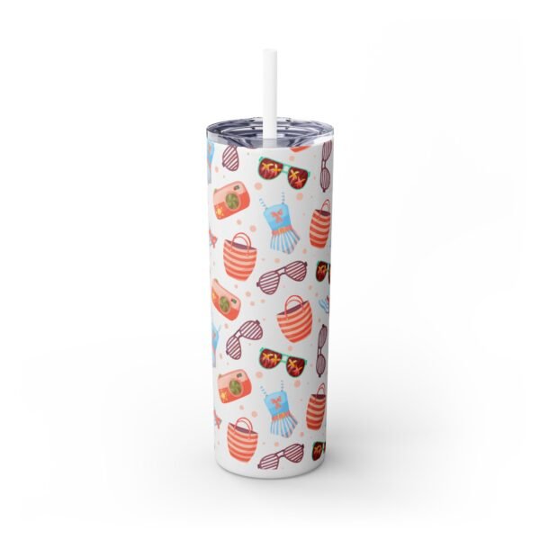 Beach Pattern Skinny Tumbler, 20oz - Tropical Drink Cup, Vacation Tumbler, Summer Vibes Gift, Ocean Theme Tumbler, Coastal Beverage Holder - Image 5
